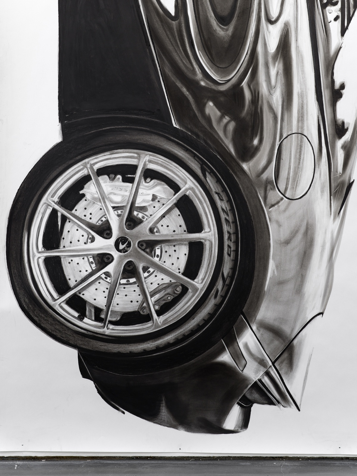 Mclaren 720s (Beauty of the beast), 2022(Detail)Charcoal on Paper
