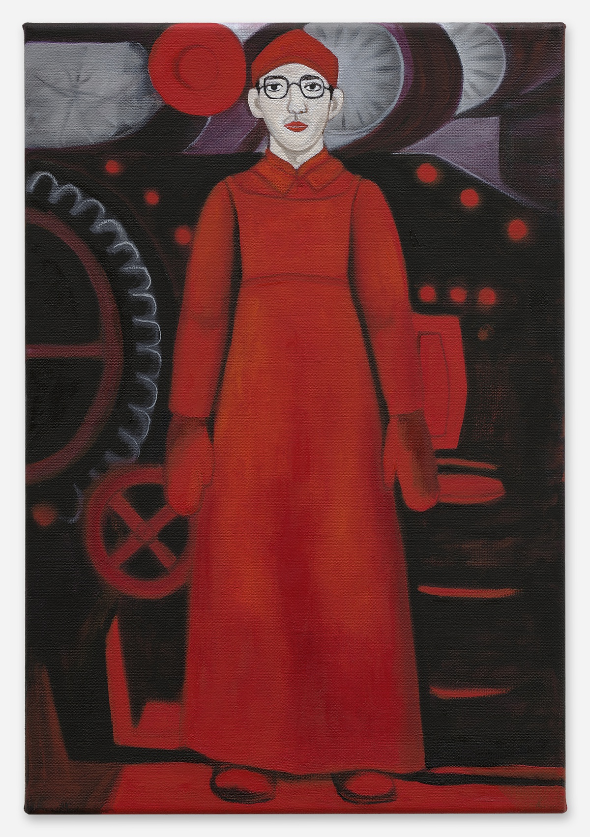 Mathis Gasser, Grosser roter Fabrikarbeiter (After Rudolf Maeglin), 2022oil on canvas44 x 30 cm