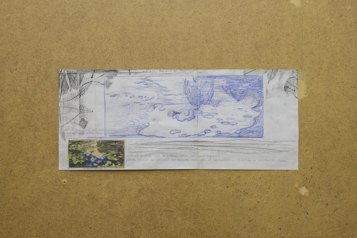 Philipp Simon, Study (Monet), 2023collage, pencil and ball pen on paper21,5 x 51 cm