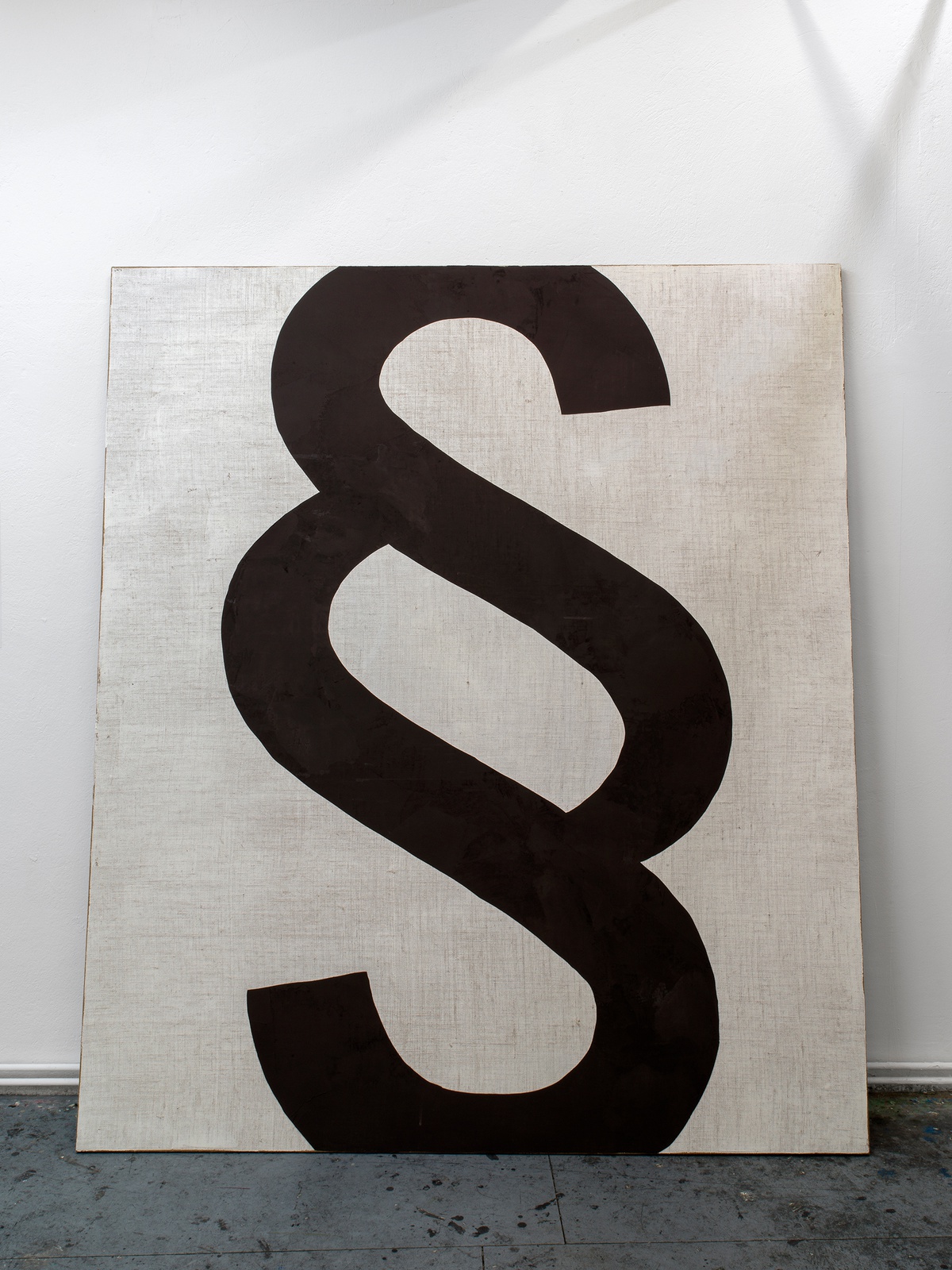 Sophie Reinhold Paragraph, 2022 Bitumen on marble powder on jute, 220 x 190 cm