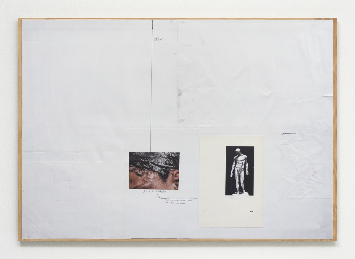 Philipp Simon, Board 06, 2021UV print on foil on paper, veneer on chipboard86 × 60 cm